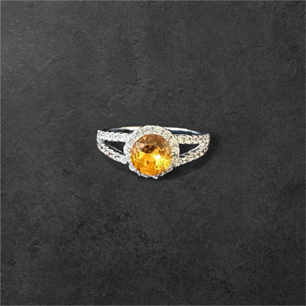 Silver Plated Halo Ring Size 8 Split Shank Design